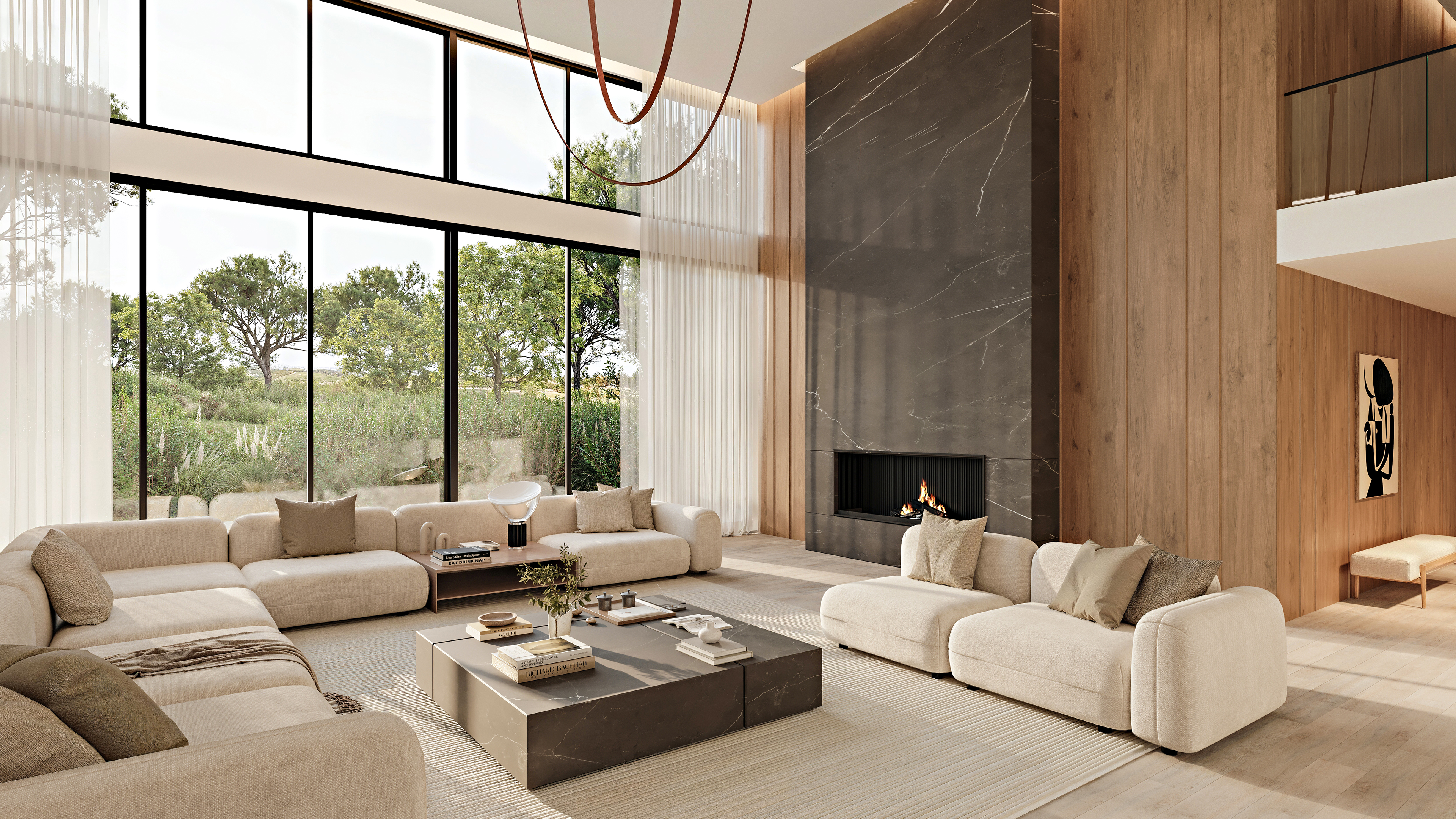 3D rendering of a living room